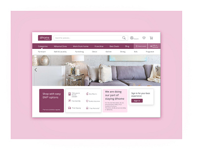 Website Design for a Furniture Shop Laptop app checkout create account design furniture furniture app log in sign in ui ux