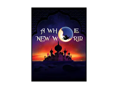 A Whole New World - Baby Shower Invitation agrabah aladdin baby baby shower batman design illustration invitation jasmine lettering maternity moon pregnancy