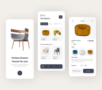 E- commerce Mobile Funiture app app branding design ecommerce ecommerce app ecommerce design funiture icon interior minimal ui ux