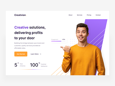 Creativian - A Minimal Creative Agency Header agency branding app concept creative agency creative design design header design header exploration headshots home screen illustration ios logo minimalism screen ui userinterface