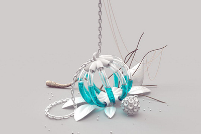 Crystal ball jewelry-white mold c4d