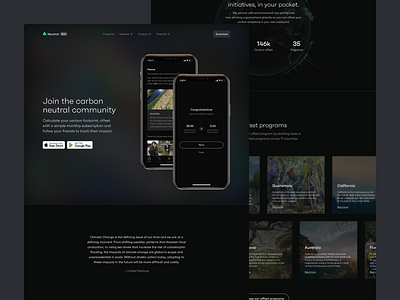 Neutral Website Redesign carbon change climate emissions footprint landing page neutral offset plant reforestation subscription trees website