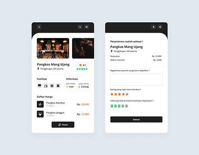Kang Pangkas Store UI app barbershop design minimal ui