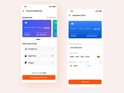 Card Payment adobe xd app card payment cards ui daily ui dailyui design google pay ios app mastercard mobile app design money payment payment app payment method payments paypal transaction ui design visa card