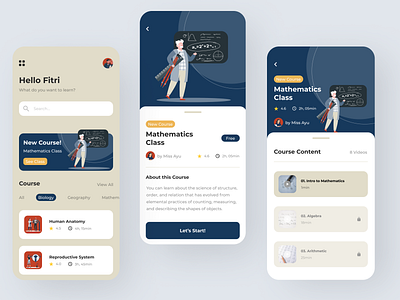 UI Design - Online Course app art branding design flat graphic design illustration minimal ui ux