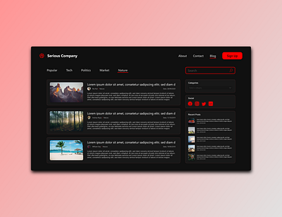 Blog Design Dark blog blog design dark ui design illustration minimal ui ux web website xd design