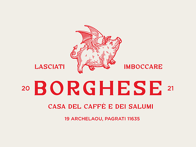 BORGHESE casa del caffè e dei salumi branding deodamus deos design id illustration logo logotype sign vector