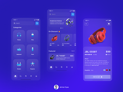 Tech Shop Mobile Application UI Design headphone shop headphones jbl mobile mobile app mobile app design mobile design mobile ui music music store online online shop online shopping online shopping app online store tech tech store
