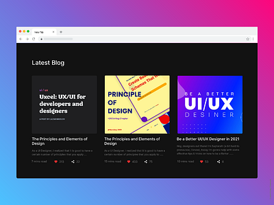 Blog Section For A Website adode xd design designer landing ui ux web website xd design