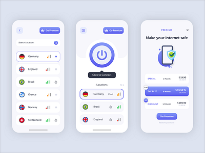 VPN Mobile App blue mobile app sketch trend turbo vpn vpn app vpn ios vpn service vpn ui vpn ui kit wifi