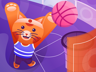 We're landed! agency basketball basketball player branding design design agency dribbble first shot hello dribbble illustration illustrations mascot mascot character mascot design