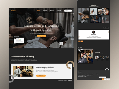 Barbershop Landing Page barbers barbershop dark theme hair haircut hairdresser hairstyle landingpage salon ui uiux uxdesign webdesign webdesigner website