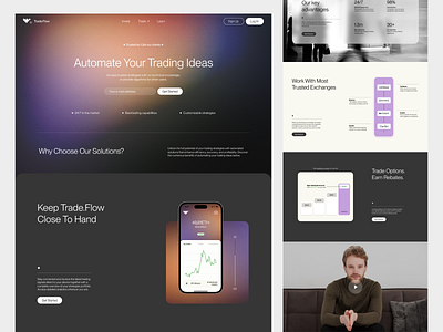 Trading website app landing page bank crypto cryptocurrency defi finance financial fintech firm fund investment landing landing page money saas staking startup trading wallet webdesign