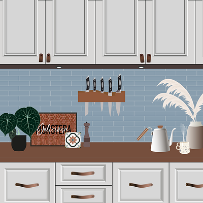 Kitchen vector illustration art artist clean design flat graphic design illustration illustrator minimal vector