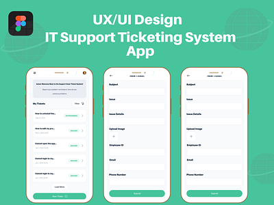 IT Support Ticketing System App app branding dashboardui design designsystem fi figma illustration it mobail support ui userexperience userinterface ux webdesign