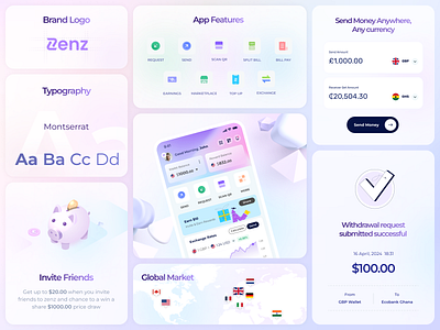 Zenz - Money Transfer App app design app development finance app fintech mobile app money app ubrain ubrainstudios uiux wallet app