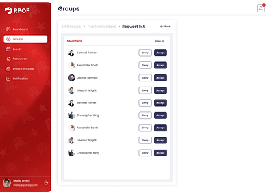 Member Listing craxinno craxinnotechnologies design figma design graphic design group group listing group view groups list view listing member listing members memeber software development ui