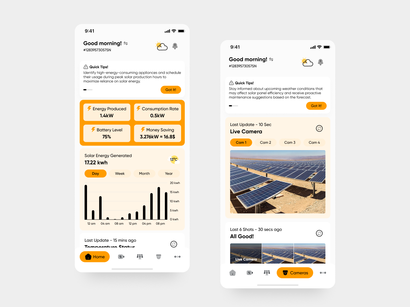 Solar System Monitoring App – Smart Energy at Your Fingertips ⚡ app navigation branding cleanenergy dashboarddesign dribbble figmacommunity mobileapp renewableenergy smarttech solarenergy ui uiux ux