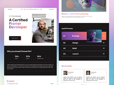 Porfolio Landing page framer developer portfolio modern design modern porttfolio landing page portfolio landing page ui portfolio project portfolio website ui design