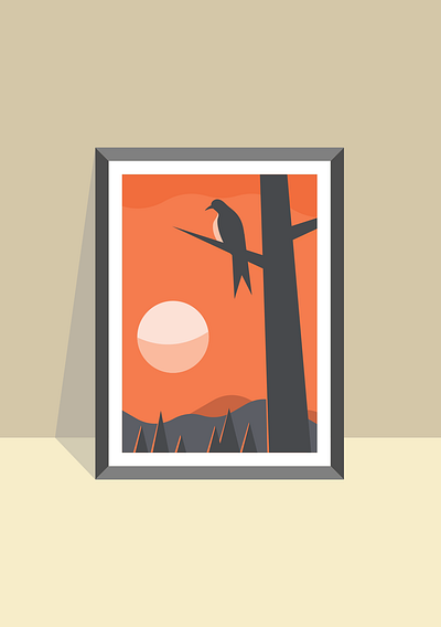 Sunset bird design flatdesign flatposter illustration vector