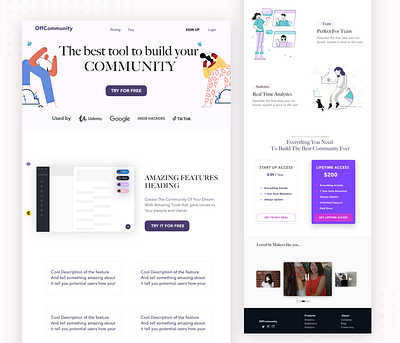 Community Saas Landing Page adobexd branding community design illustration landingpage userinterface xd