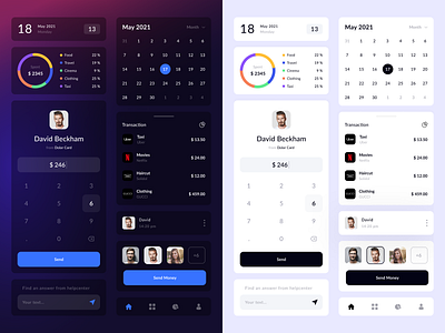 Finance App - Component - Light and Dark app apple banking black calendar chart design finance finance app ios lviv mobile money money app ui uidesign uikit uiux ukraine ux