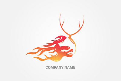 Deer with Flame Logo company logo deer head deer illustration deer logo flame flame logo gradient color gradient logo illustration illustrator logo design logodesign negativespace sale
