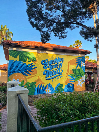 Sunshine Mural at Holiday Inn Orlando bright colorful florida hotel mural orlando painting resort street art sunshine tropical