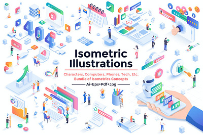 Modern Isometric Design Illustrations 3d animation 3d art 3d character 3d illustration agency app concept conceptual flat illustration isometric isometric design landing landing page page process strategy technology vector web