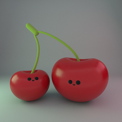 Charlotte and Emily, the cute cherry gals 3d modeling animation cartoon cinema4d cute illustration motion design practice