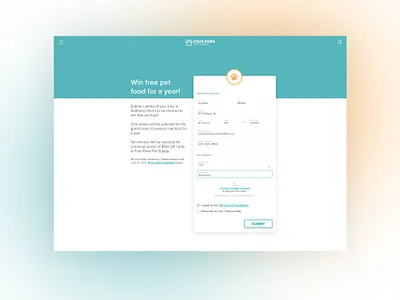 Four Paws Pet Food 001 dailyui form formcontrols signup ui uichallenge uichallenge001 web web design