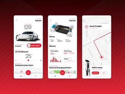 Electric Car - Mobile App Exploration art direction car concept creative direction design electric car electric cars mobile mobile app mobile app design mobile design mobile ui porsche ui ui design uidesign