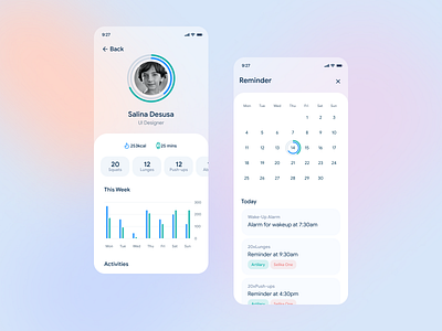 Fitness App app app design design fitness app fitness center fitness club glass effect glassmorphism graph ui health app management app ui ux