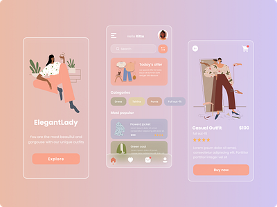 ElegantLady (Fashion app ui) app design ui ux