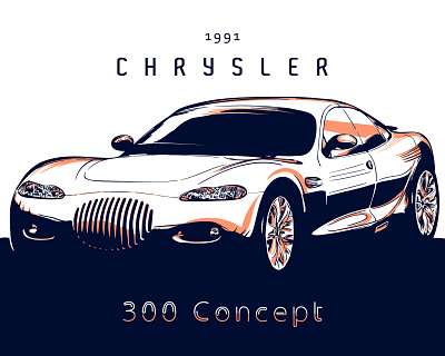 1991 Chrysler 300 Concept 1991 300 auto car chrysler concept drawing graphic horsepower illustration project vintage