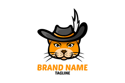 Cat Musketeer Logo animal branding brave cartoon cat design exclusive illustration knight logo mascot musketeer orange vector warrior