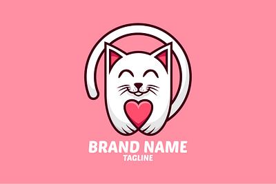 Cat Lover Logo animal branding cartoon cat cute design exclusive illustration logo love lover mascot pet petshop pink vector white