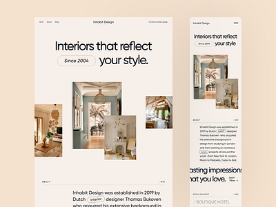 Inhabit - Mobile Responsive Design animation app design homepage design interior architecture interior design interior designer landing page luxury design minimal mobile design mobile responsive najmul popular shot responsive design responsive website typography visual design web design website website design