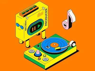 Music Producer design digital illustration isometric multimedia music producer skillbox vector