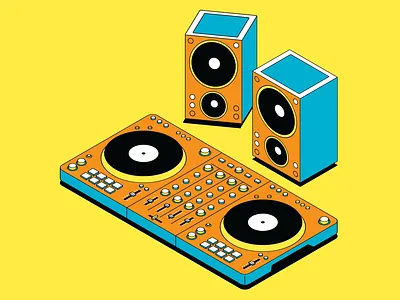 DJ art design digital dj illustration isometric multimedia music skillbox vector