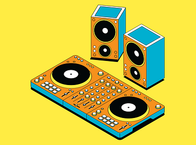 DJ art design digital dj illustration isometric multimedia music skillbox vector