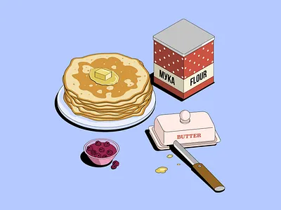 Maslenitsa art butter design digital flour illustration isometric pancake vector
