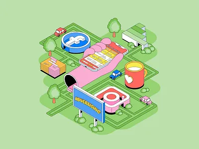 Advertising Management art business cats design digital finance illustration isometric skillbox vector