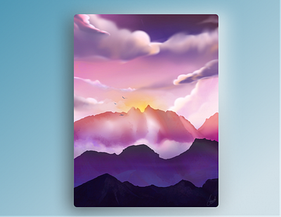 Cloudy Dream Scene cloud design dribble illustration landscape mountain procreate procreate art procreate brushes