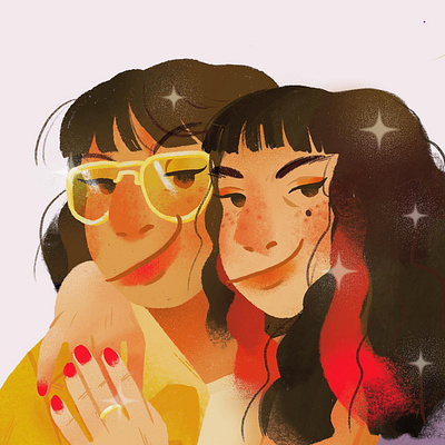 tofu&i art best friends besties digital art digital illustrator drawing friends friendship girlfriends illustration illustrator procreate