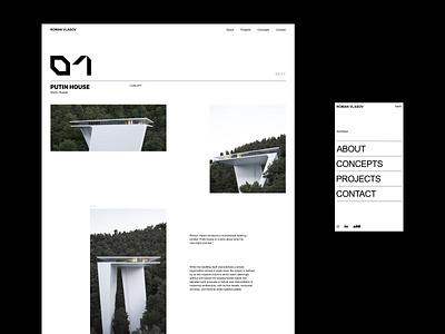 Website design for architect Roman Vlasov architect architecture clean design dribbble house interface menu menudesign minimal mobile portfolio putin ui user experience user interface design ux webdesign website