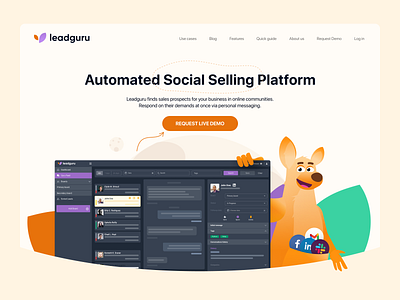 LeadGuru branding character ui website