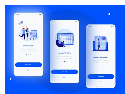 Onboarding screen for Event Management App billing cool event event management manage onboarding onboarding illustration onboarding ui ux flow
