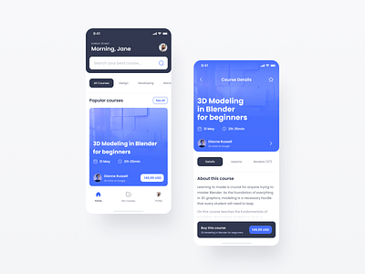 Mobile Design Kit (Figma) app design cards clean courses design e learning e learning elearning freebie learning learning app learning platform navigation online courses ui kit ui kits uiux