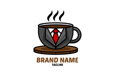 Executive Coffee Logo branding business coffee coffee cup coffee shop cup design employee exclusive executive illustration logo mug suit vector